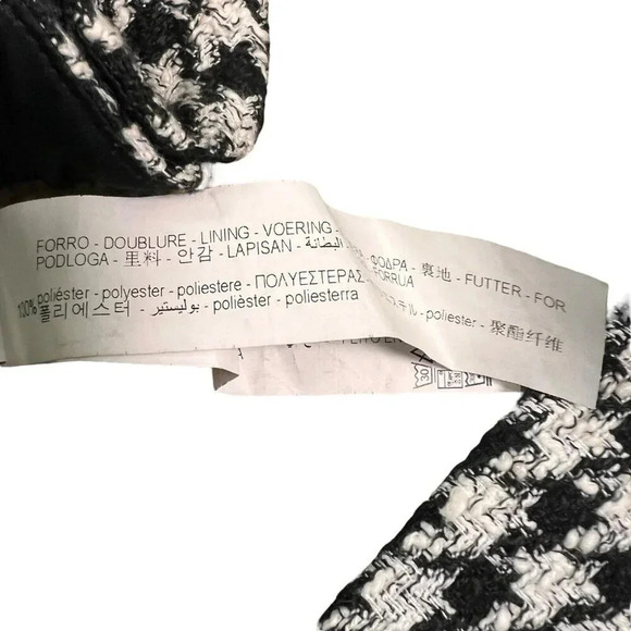 Zara Black White Houndstooth Tweed Cropped Faux Wrap Long Sleeve Top Size XS - Picture 6 of 8